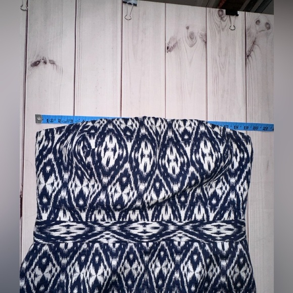 Banana Republic Blue & White Strapless Sheath Dress Size 16 Lined Formal Dressy - Picture 5 of 12